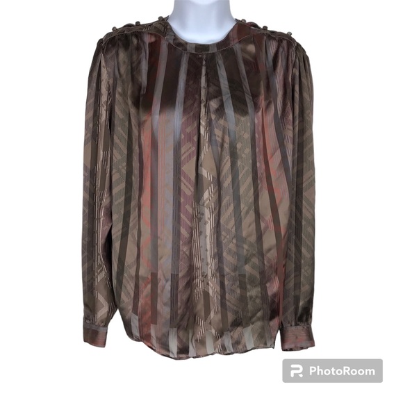 Vintage Stuart Lang Silky Pleated Blouse - Picture 1 of 11